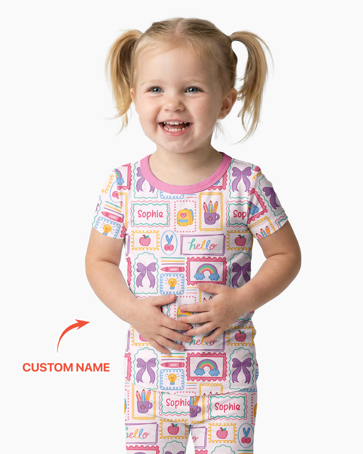 CUSTOM Template Bamboo Two Piece Short Sleeve Pyjamas Set