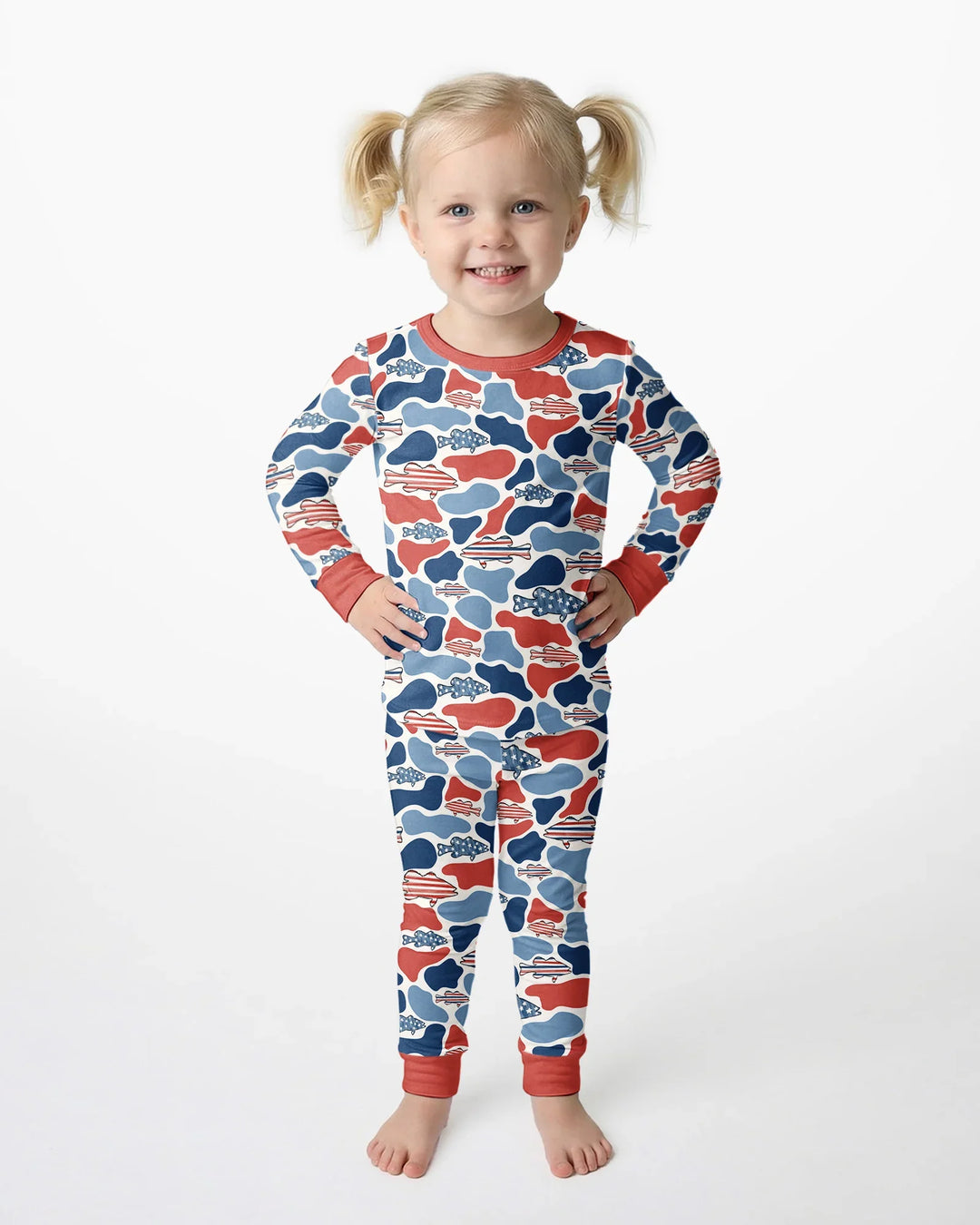 Reel America Daddy & Me Matching Bamboo Two Piece Long Sleeve Pajama Set
