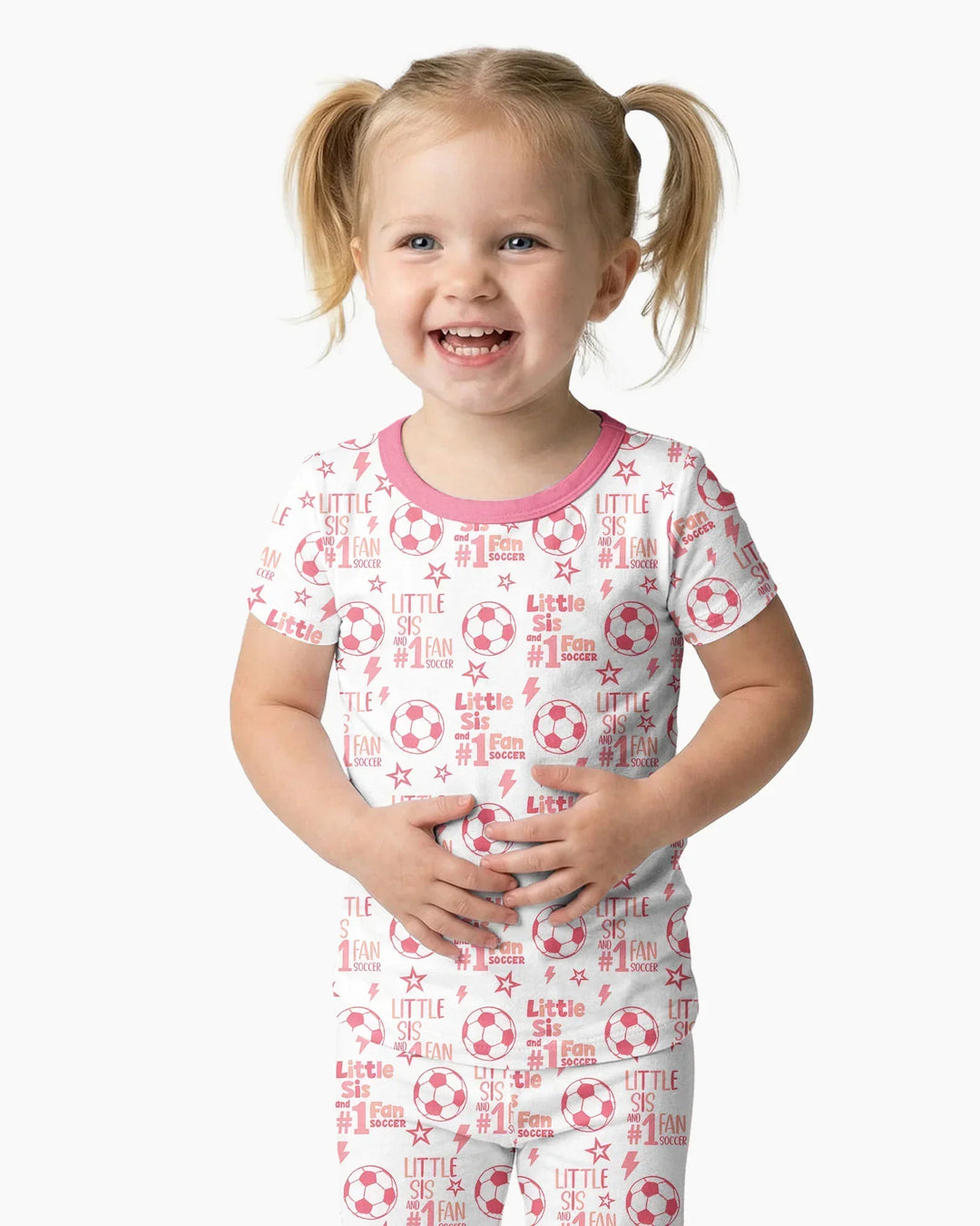 Little Sister and Bro #1 Fan Soccer Bamboo Two Piece Short Sleeve Pajama Set