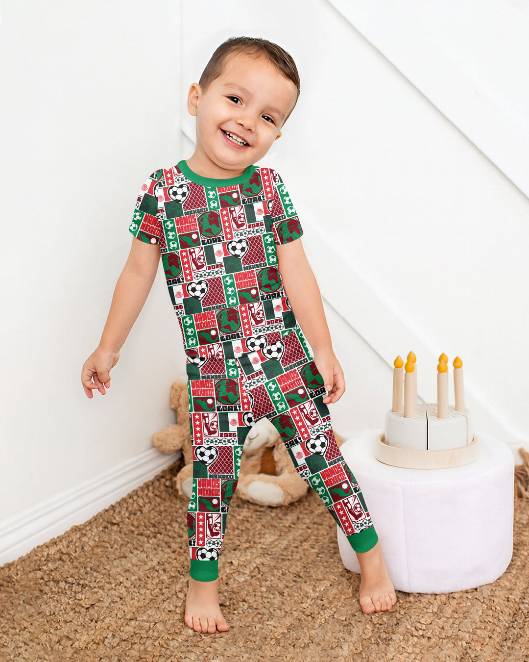World Soccer Vamos Mexico Bamboo Two Piece Short Sleeve Pajama Set