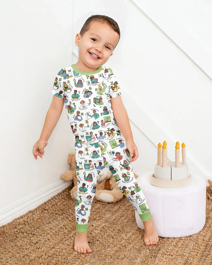 Jobs Alphabet Bamboo Two Piece Short Sleeve Pajama Set