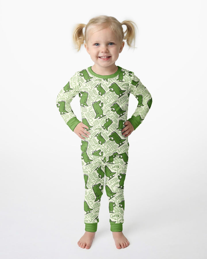 See you later, alligator! Bamboo Two Piece Long Sleeve Pajama Set