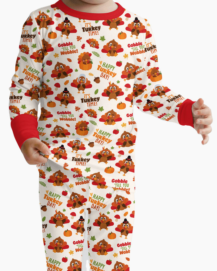 Happy Turkey Day Bamboo Two Piece Long Sleeve Pajama Set