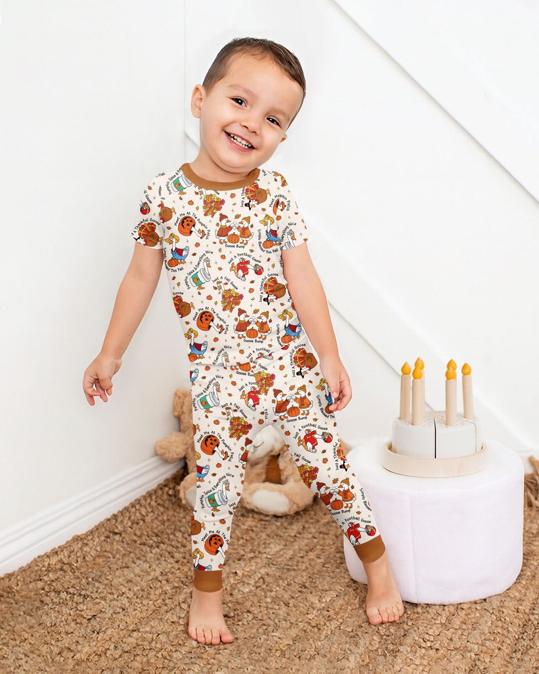 Just A Fall Goose Family Matching Bamboo Two Piece Short Sleeve Pajama Set