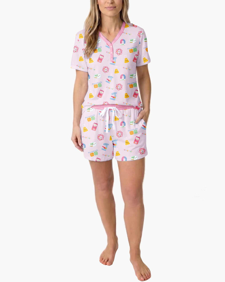 Scientist Lover Family Matching Bamboo Women Short Sleeve Short Pajama Set