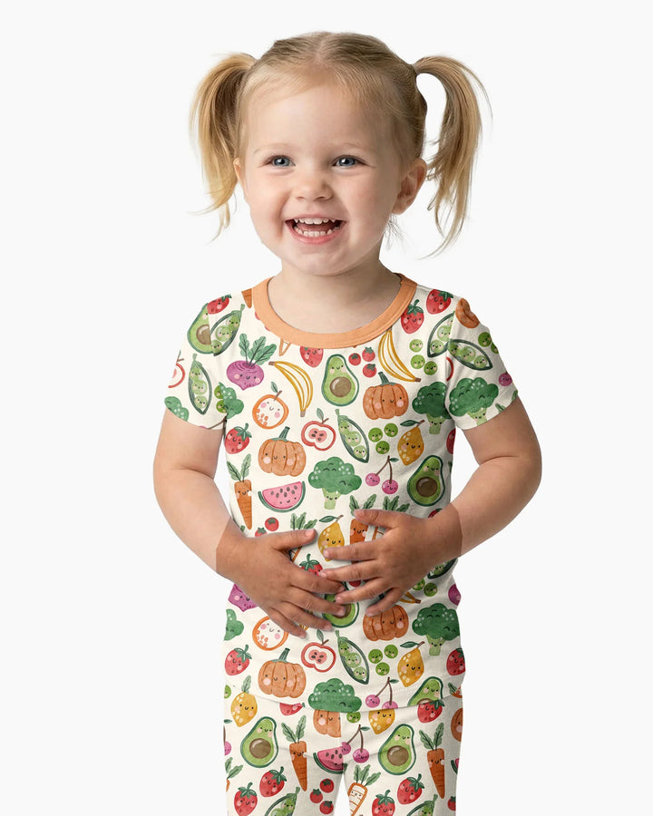 Veggie Friends Family Matching Bamboo Two Piece Short Sleeve Pajama Set