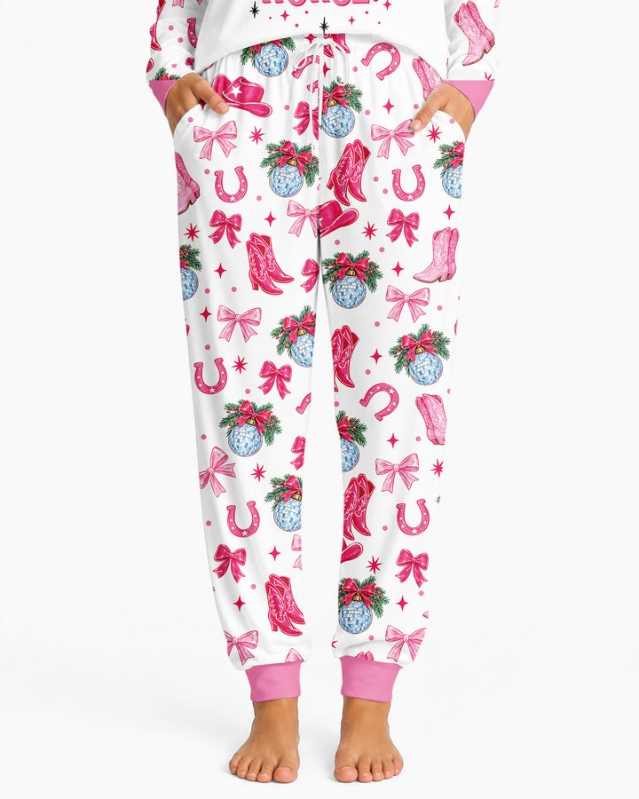 Western Christmas Giddy-up Jingle Horse Bamboo Women Pajama Set