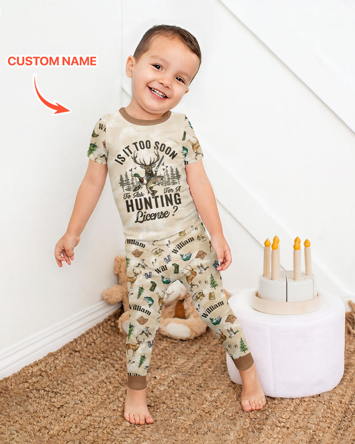 Personalized Funny Hunting Bamboo Two Piece Short Sleeve Pajama Set