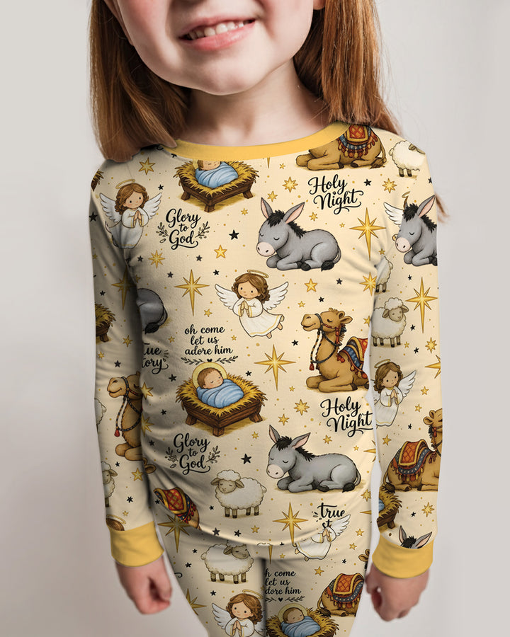 Nativity Christmas Holy Night Bamboo Two Piece Long Sleeve Pajama Set