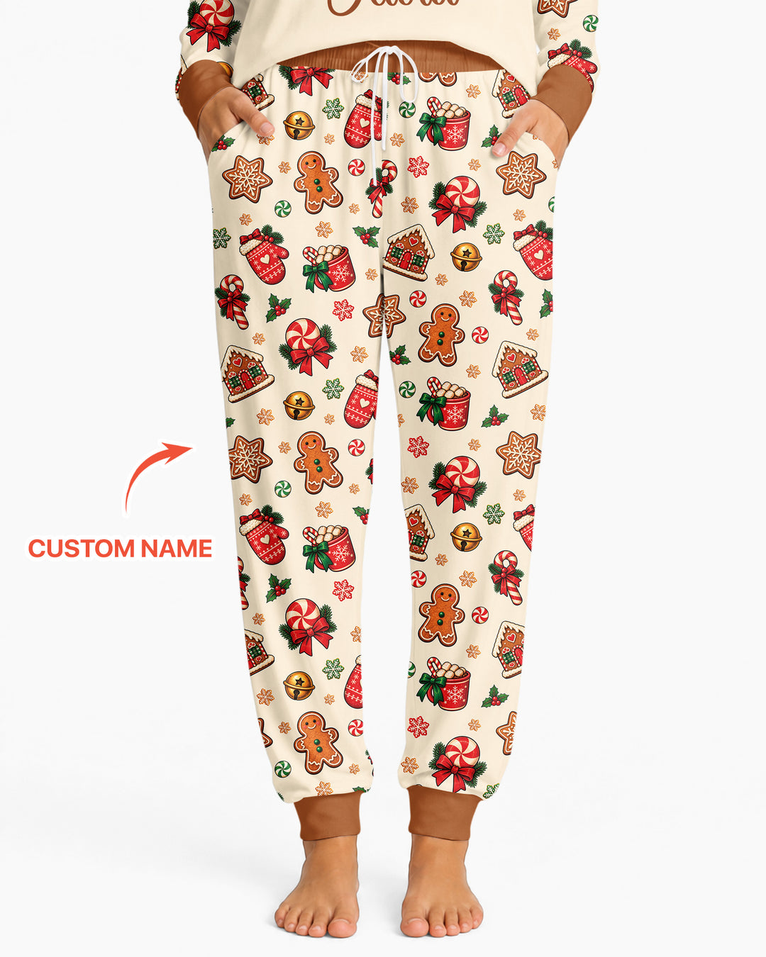 Custom Name Gingerbread The Bow Bamboo Women Pajama Set