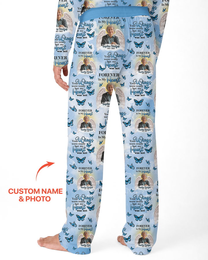 Custom Photo Forever In My Heart Family Matching Bamboo Men Pajama Set