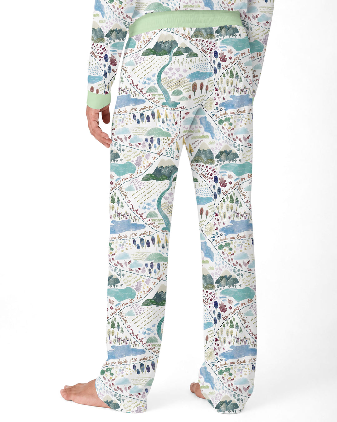 Whimsical Psalms 23 Map Bamboo Men's Pajama Set
