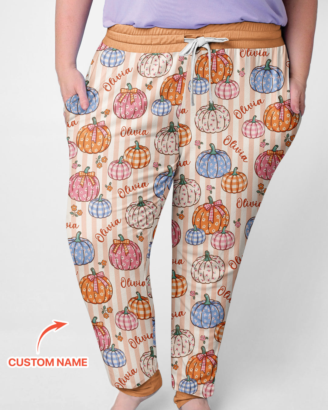 Custom Name Pumpkin Patch Bamboo Women Pajama Set