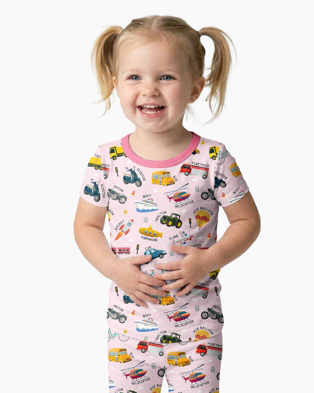 Vehicle Vocabulary Bamboo Two Piece Short Sleeve Pajama Set