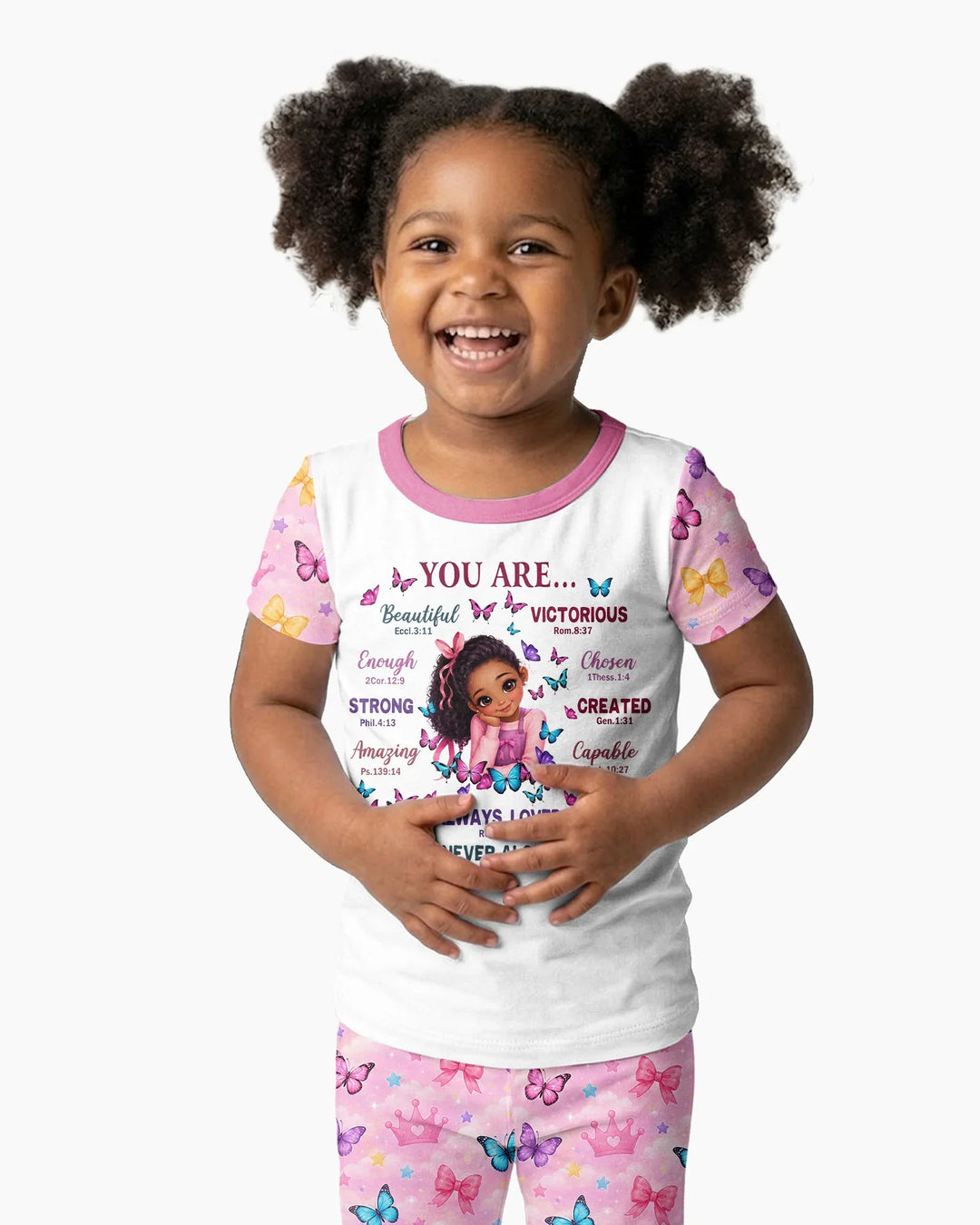 Black Girl Religious You Are Beautiful Bamboo Two Piece Short Sleeve Pajama Set