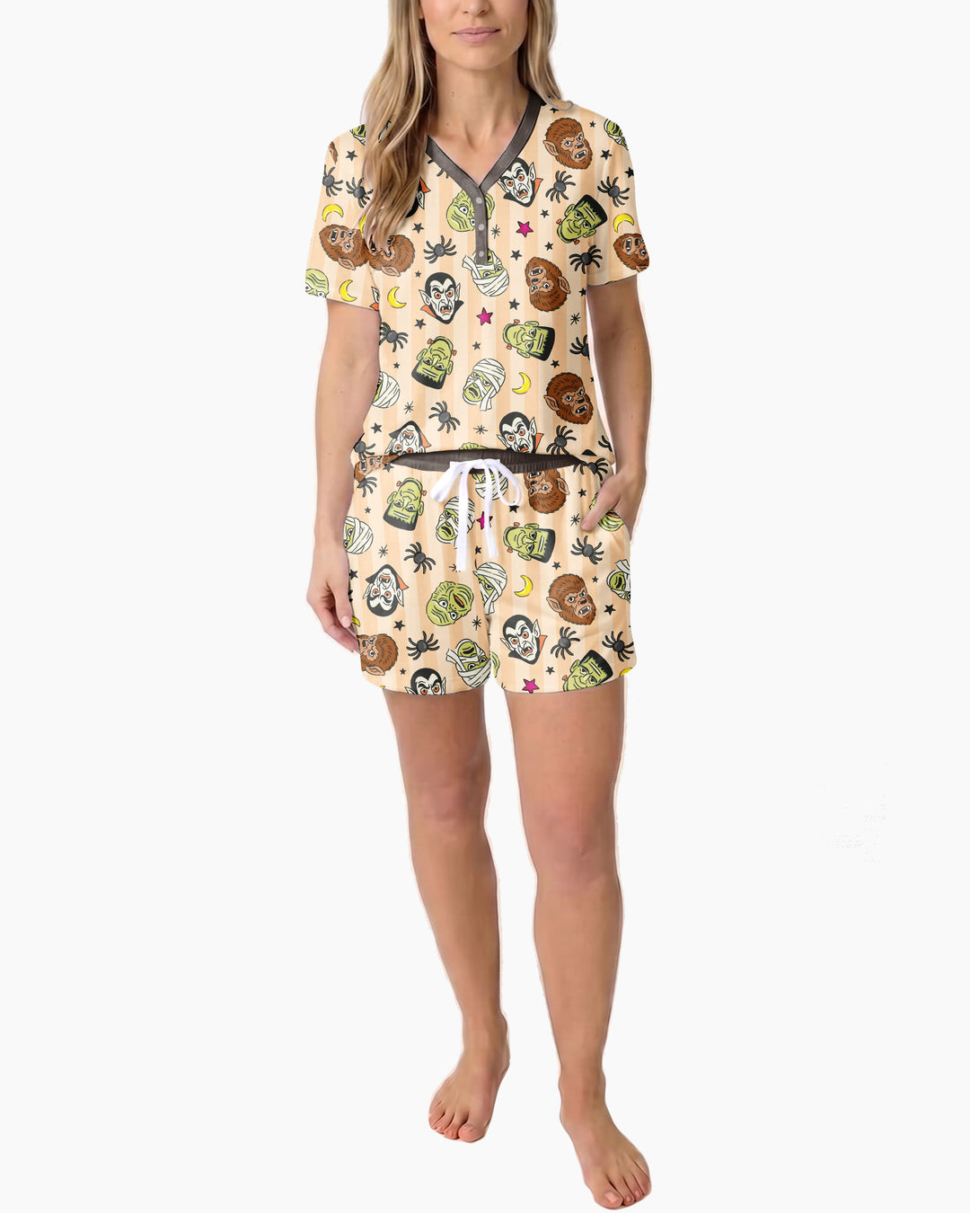 Creepy Crew Family Matching Bamboo Women Short Sleeve Short Pajama Set