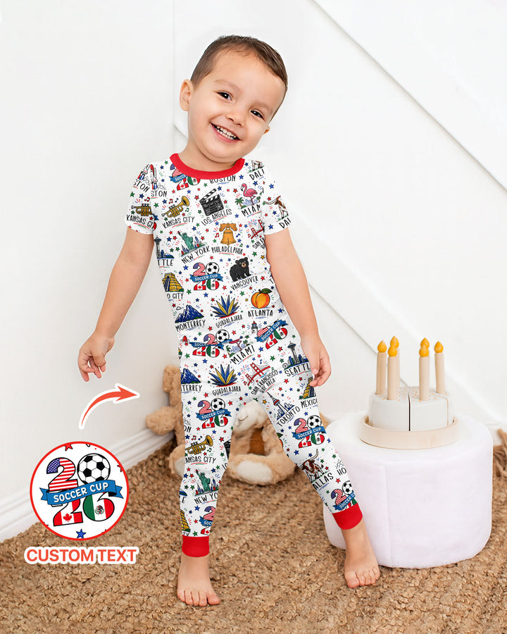 2026 Soccer Cup Host Citties Bamboo Two Piece Short Sleeve Pajama Set
