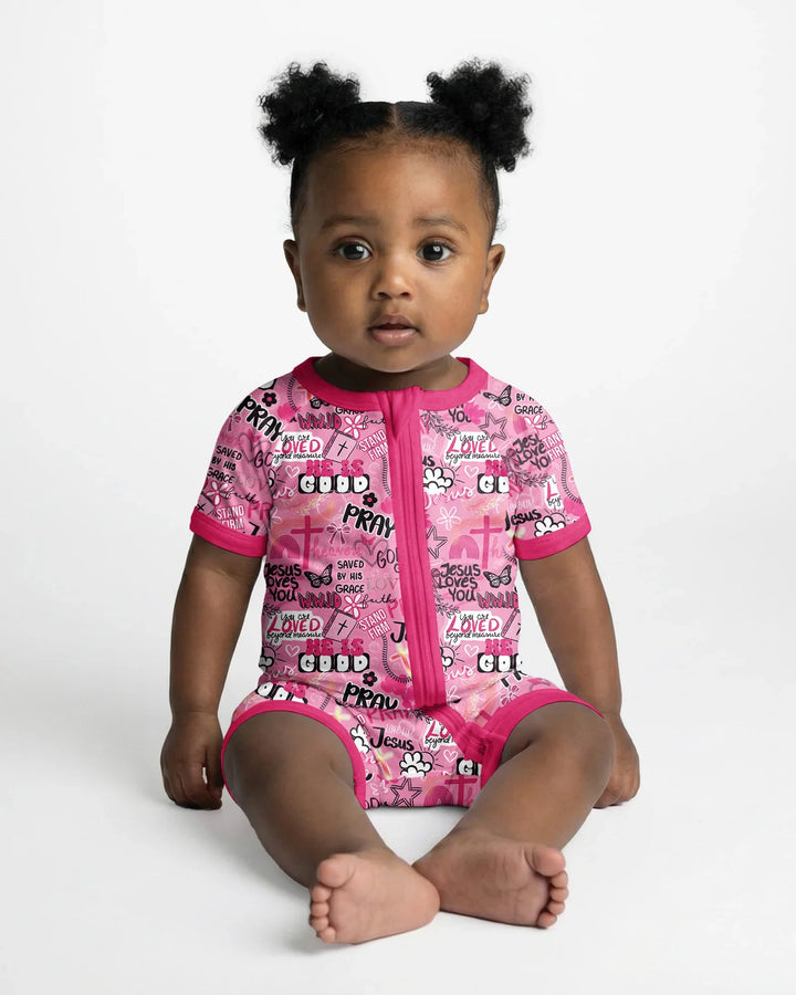Pink Faith & Grace Bamboo Shorty Zippy