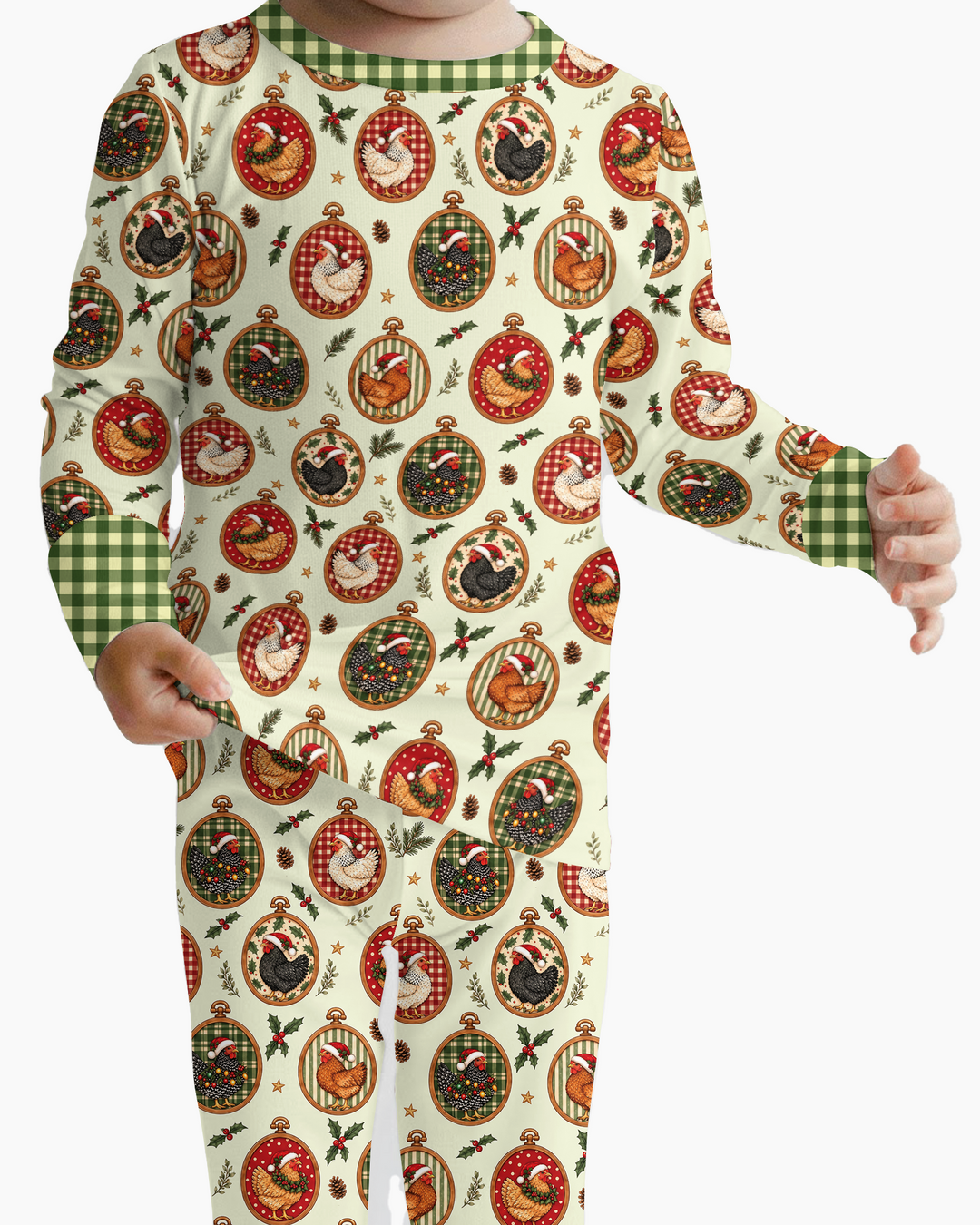 Chicken Merry Clucking Christmas Bamboo Two Piece Long Sleeve Pajama Set