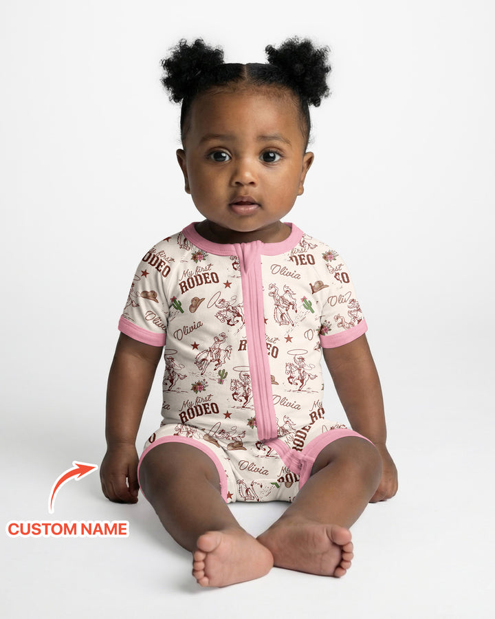 Custom Name First Rodeo Family Matching Bamboo Shorty Zippy