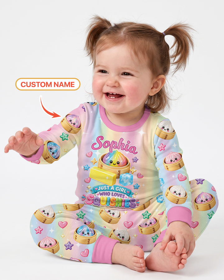 Just A Girl Who Loves Squishy Custom Name Bamboo Two Piece Long Sleeve Pajama Set