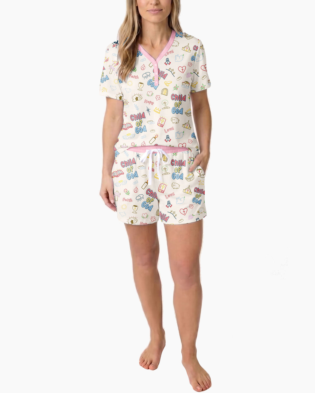 A Child Of God Family Matching Bamboo Women Short Sleeve Short Pajama Set