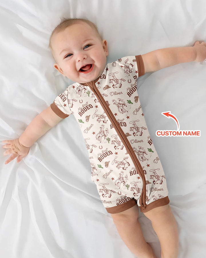 Custom Name First Rodeo Family Matching Bamboo Shorty Zippy