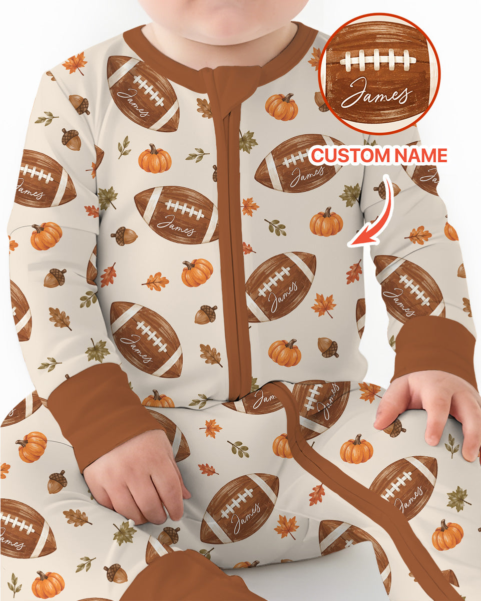 Custom Name Football Season Happy Fall Bamboo Convertible Zippy