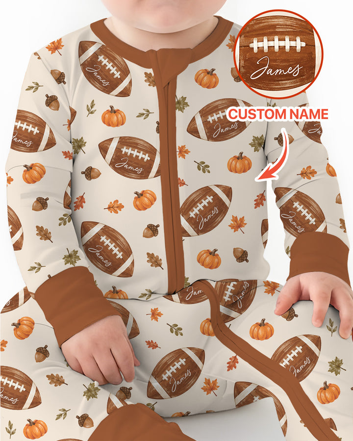 Custom Name Football Season Happy Fall Bamboo Convertible Zippy