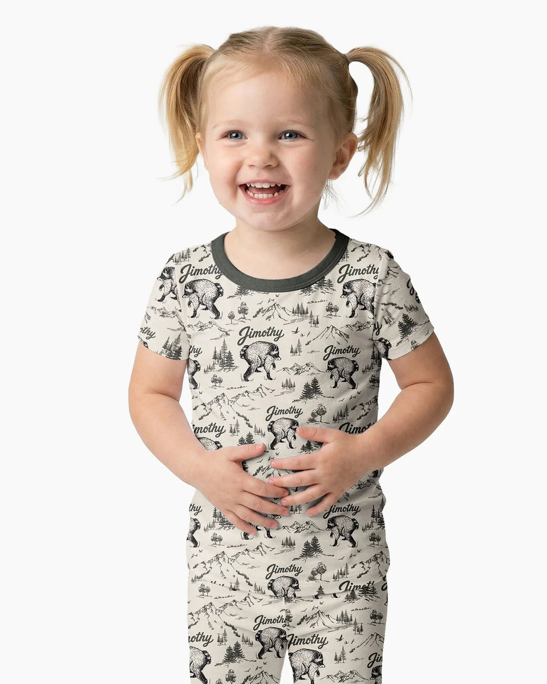 Vintage Jimothy Racoon Family Matching Bamboo Two Piece Short Sleeve Pajama Set