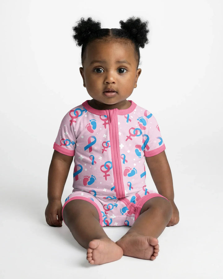Infertility Awareness Blue and Pink Bamboo Shorty Zippy