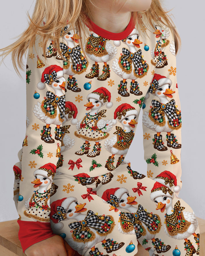 Holly Jolly Cowgirl Ducks Bamboo Two Piece Long Sleeve Pajama Set