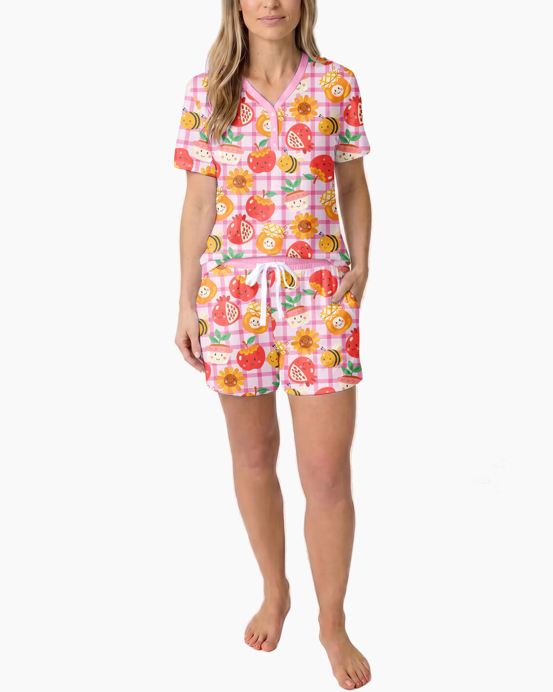 Sweet New Year Bamboo Women Short Sleeve Short Pajama Set