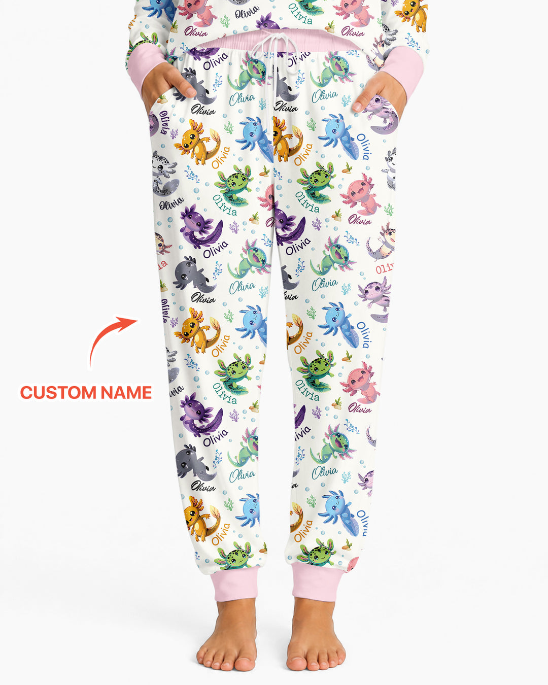 I Love You Axolotl Custom Name Bamboo Women Pajama Set