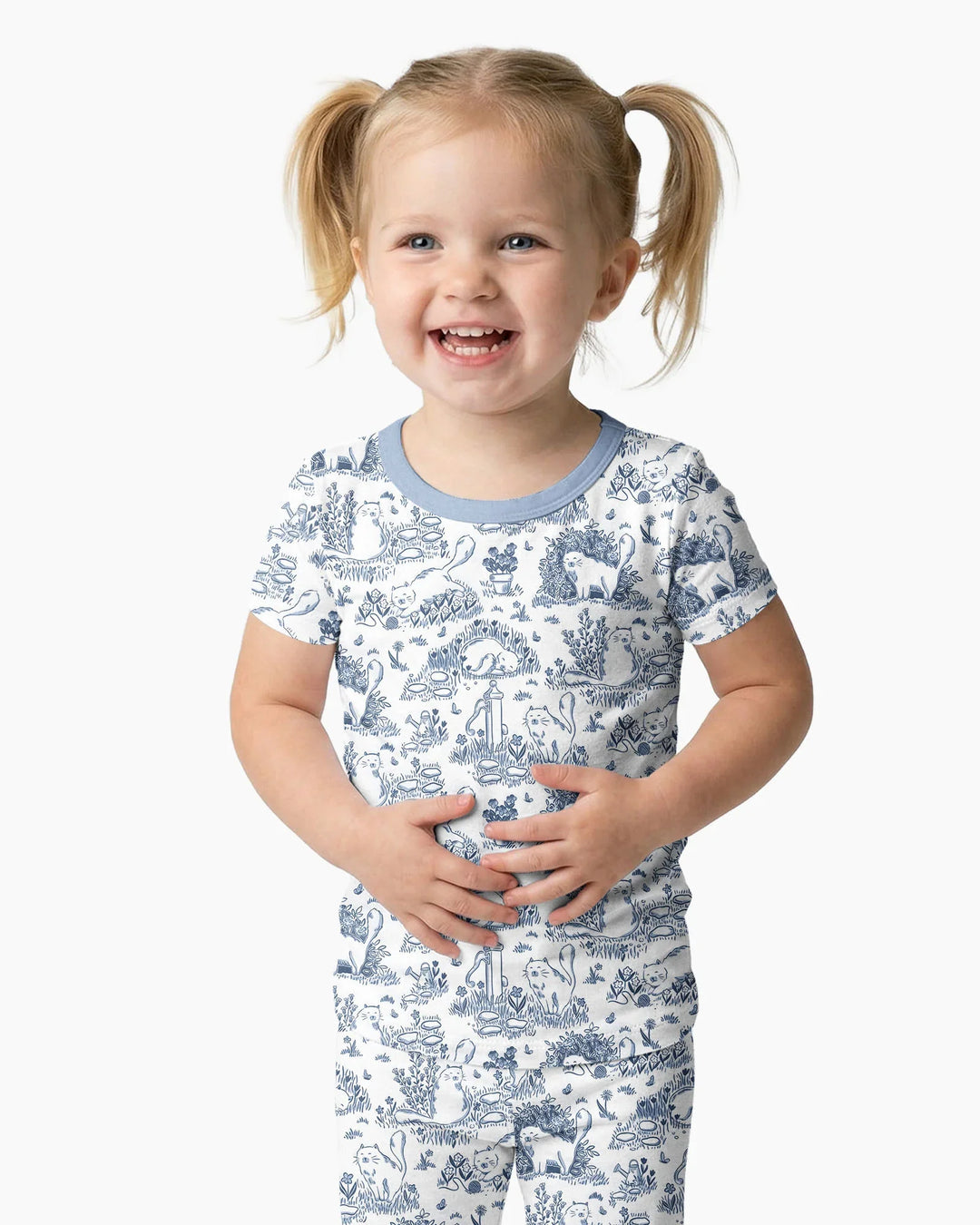 Toile Cats Bamboo Two Piece Short Sleeve Pajama Set