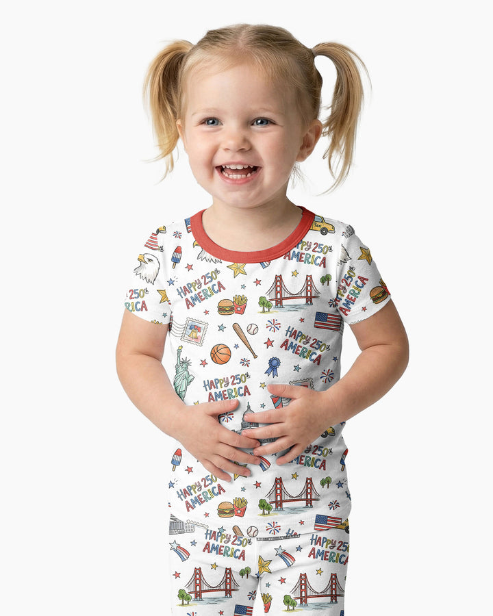 America 250 Celebration Bamboo Two Piece Short Sleeve Pajama Set