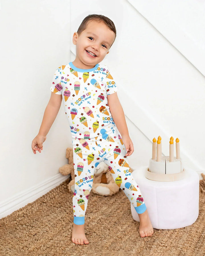 Ice Cream Summer Christian Bamboo Two Piece Short Sleeve Pajama Set