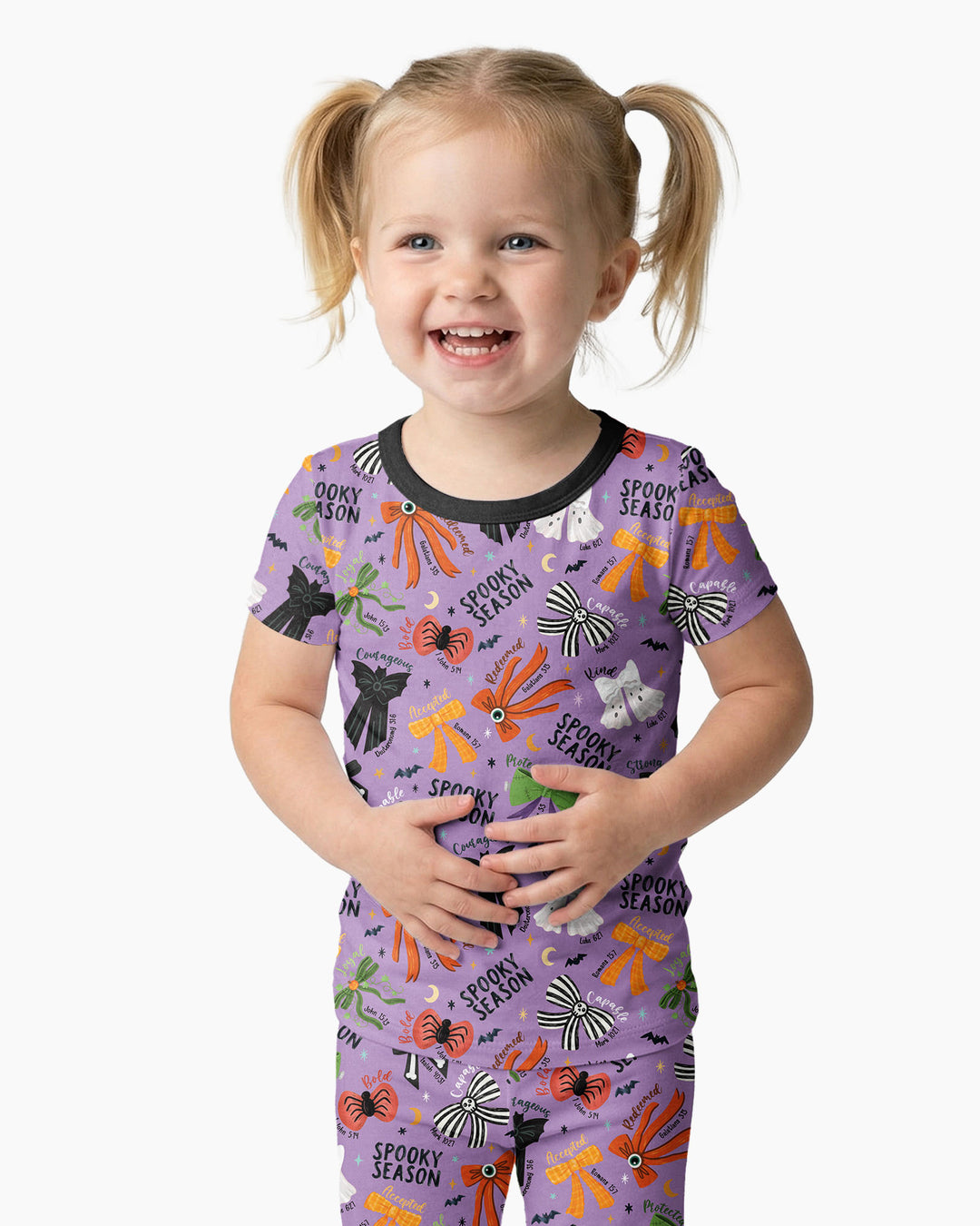 Spooky Bows Spooky Season Bamboo Two Piece Short Sleeve Pajama Set