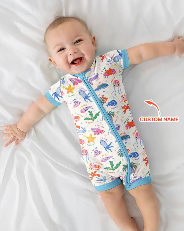 Tide Pool Pals Custom Name Bamboo Shorty Zippy