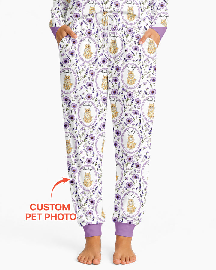 Custom Pet Photo Flower Garden Bamboo Women Pajama Set
