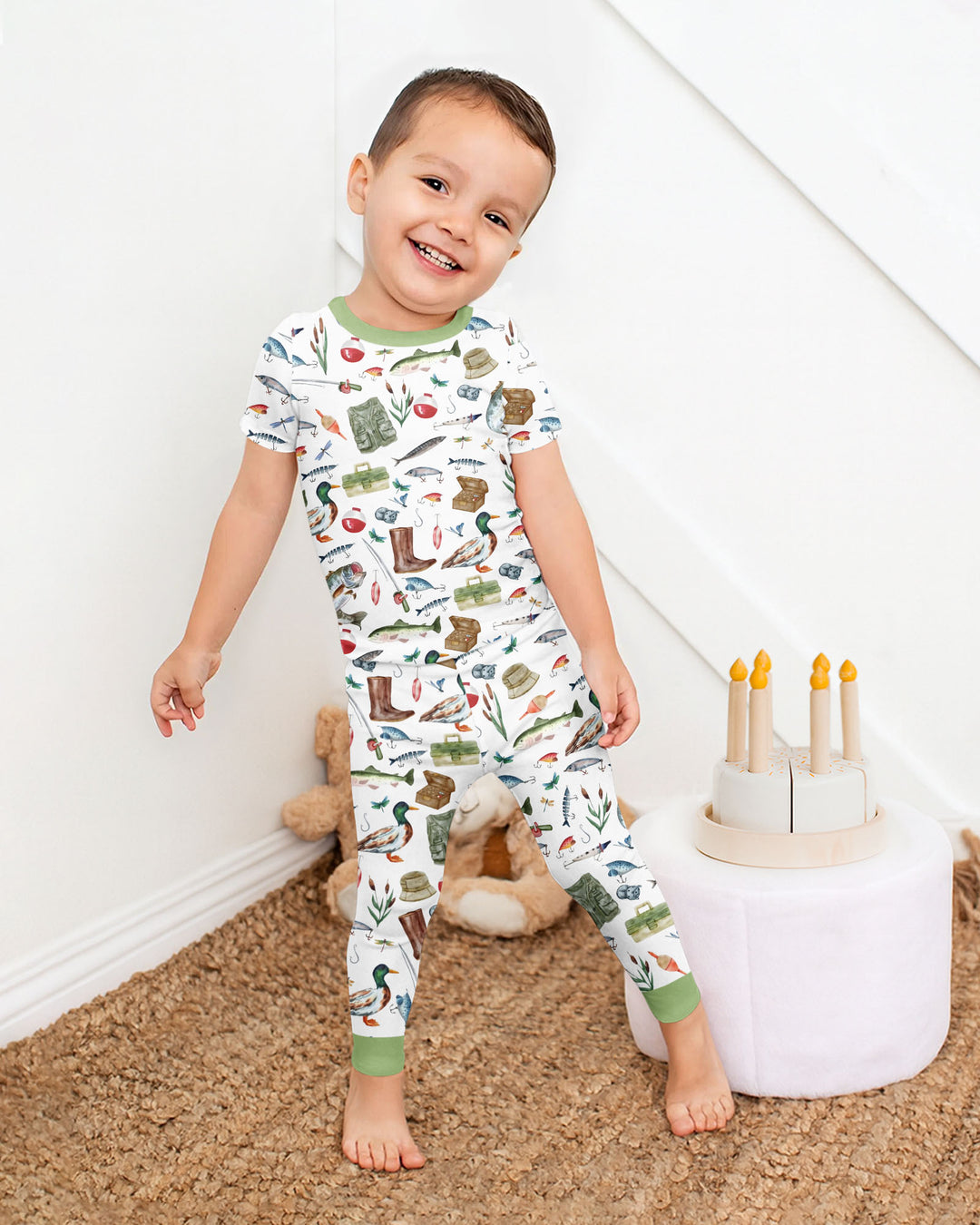 Daddy's Fishing Buddy Daddy& Me Matching Bamboo Two Piece Short Sleeve Pajama Set