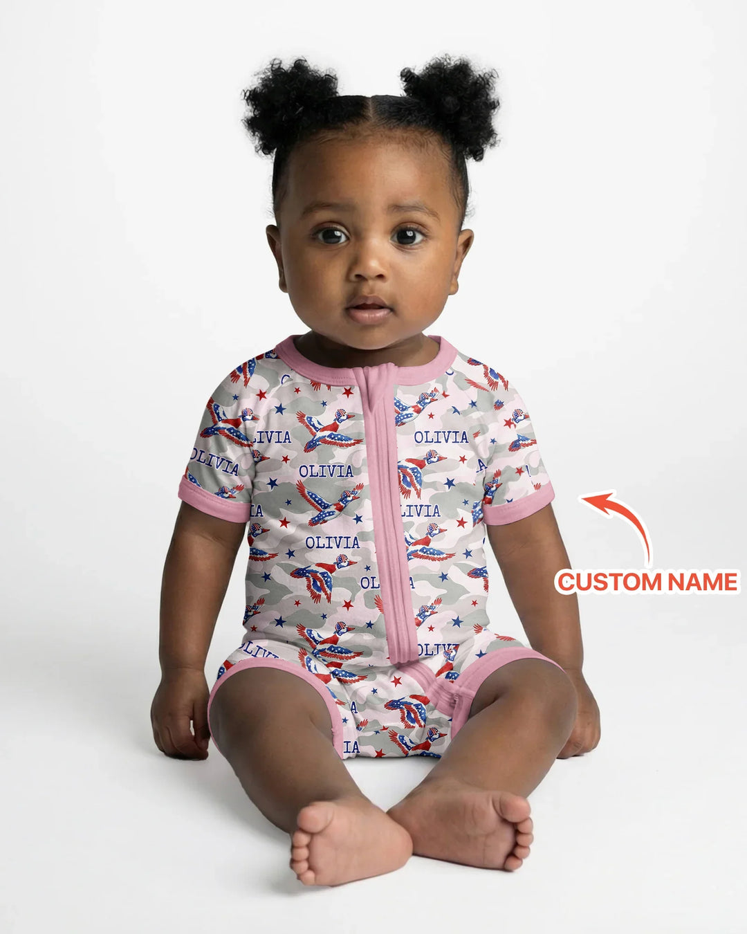 Custom Name America Mallard Duck Family Matching Bamboo Shorty Zippy