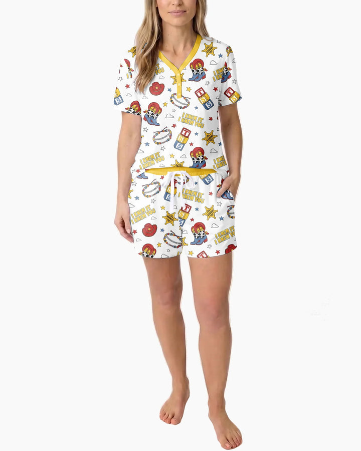 Little Cowgirl Bamboo Women Short Sleeve Short Pajama Set