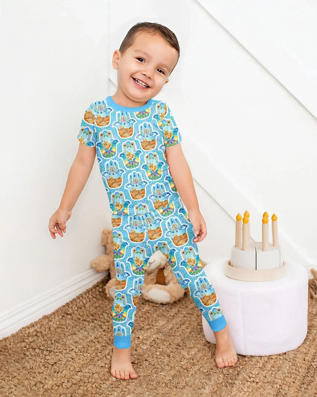 Hamsa Hand Bamboo Two Piece Short Sleeve Pajama Set