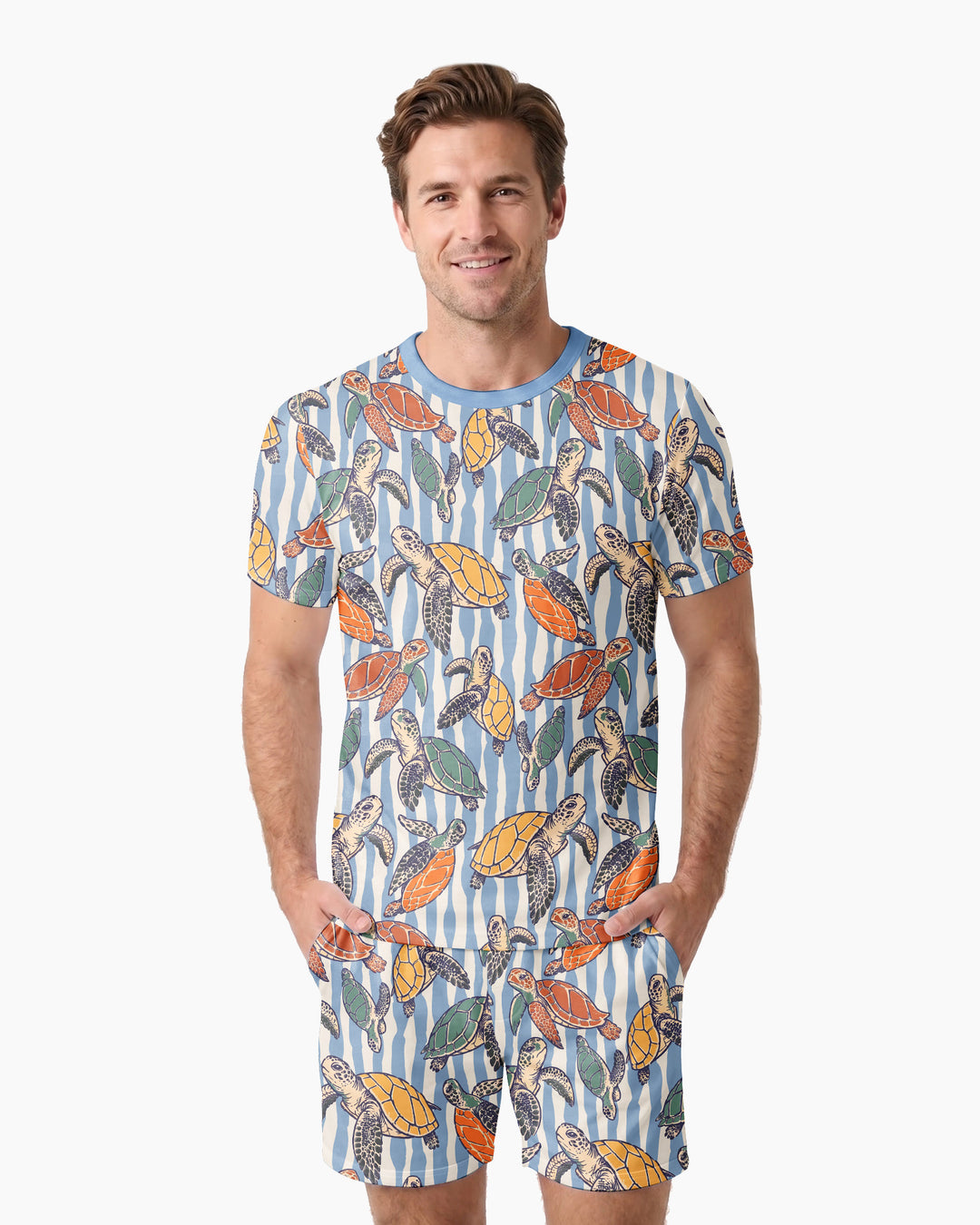 Turtle Bay Family Matching Bamboo Men Short Sleeve Short Pajama Set