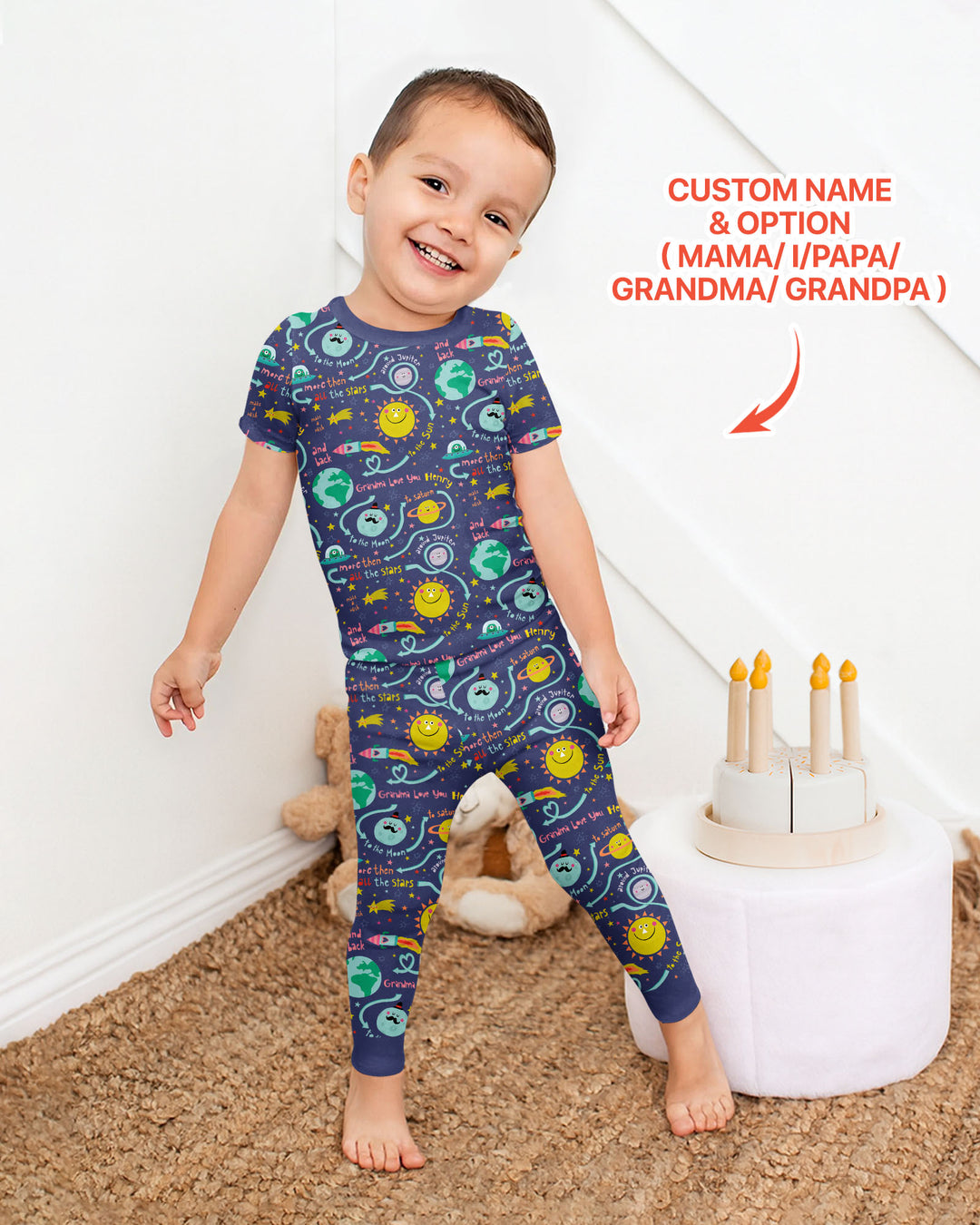 Love to the Moon and Back  Bamboo Two Piece Short Sleeve Pajama Set