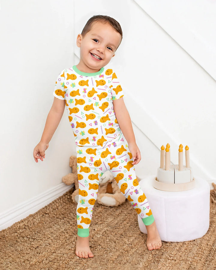 Cheesy Fishies Family Matching Bamboo Two Piece Short Sleeve Pajama Set