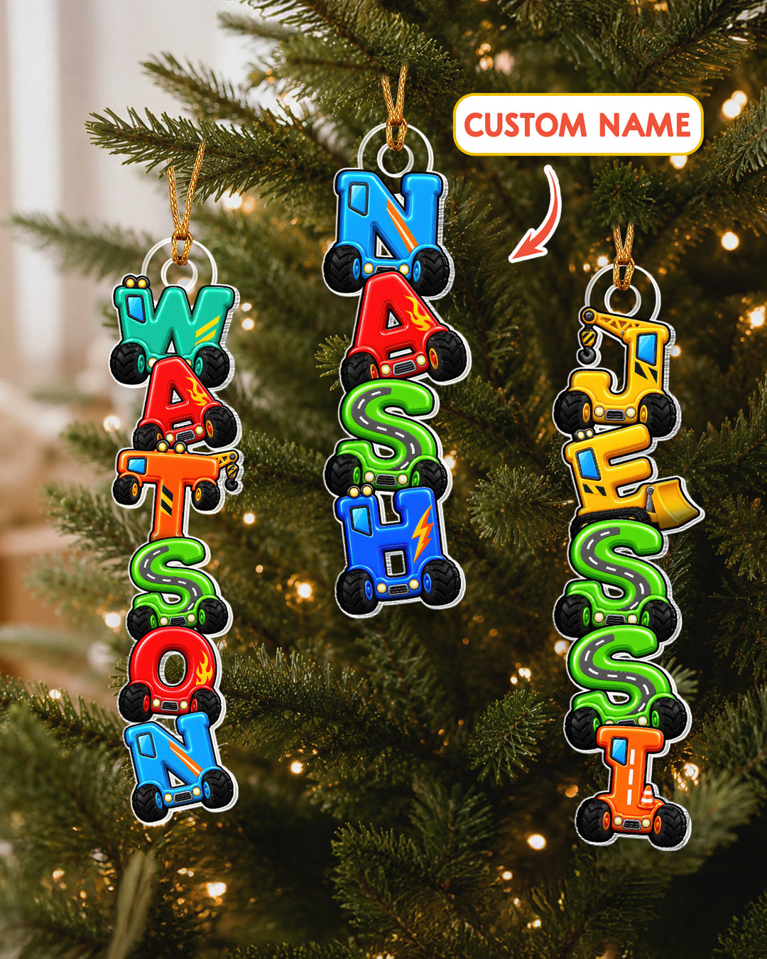 Letter Wooden Car Acrylic Ornament