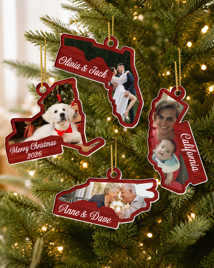 State Photo Frame Acrylic Ornament