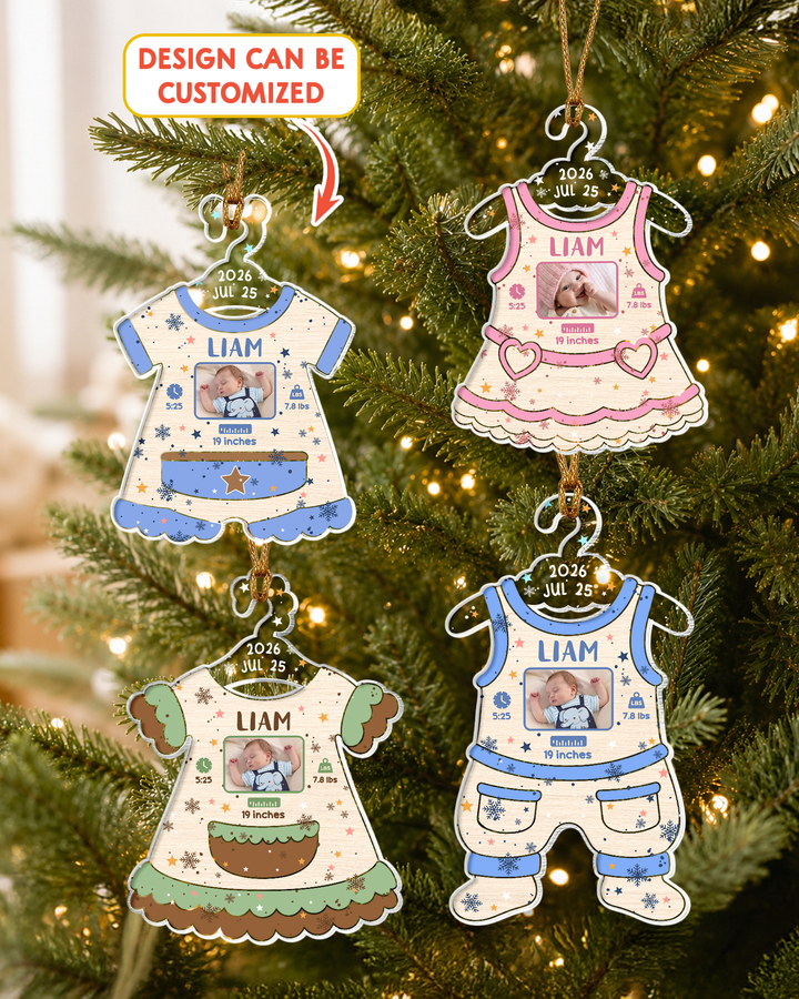 Personalized Baby Birth Stats Personalized 1-Side Photo Acrylic Ornament